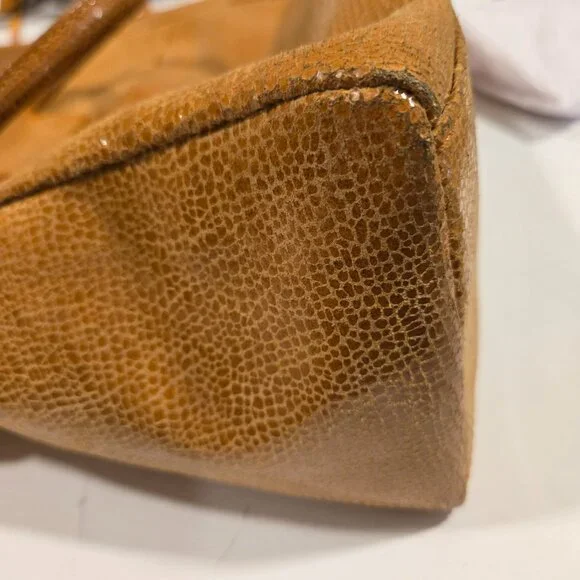 HOBO Sheila Medium Satchel Crossbody Tan Crackle Print Leather Zip Top Bag - Picture 12 of 12